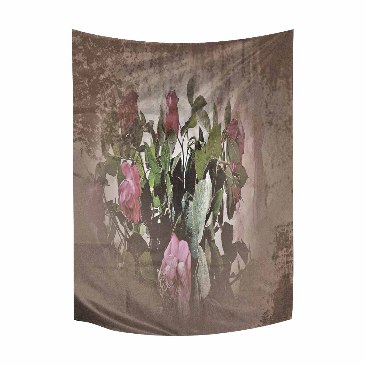 Vintage floral TAPESTRY, LARGE 60 x 80 in, Vertical, Design 22x