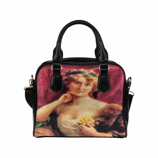 Victorian Lady design handbag, Mod 19163453, Elegant Lady with a YELLOW Roses