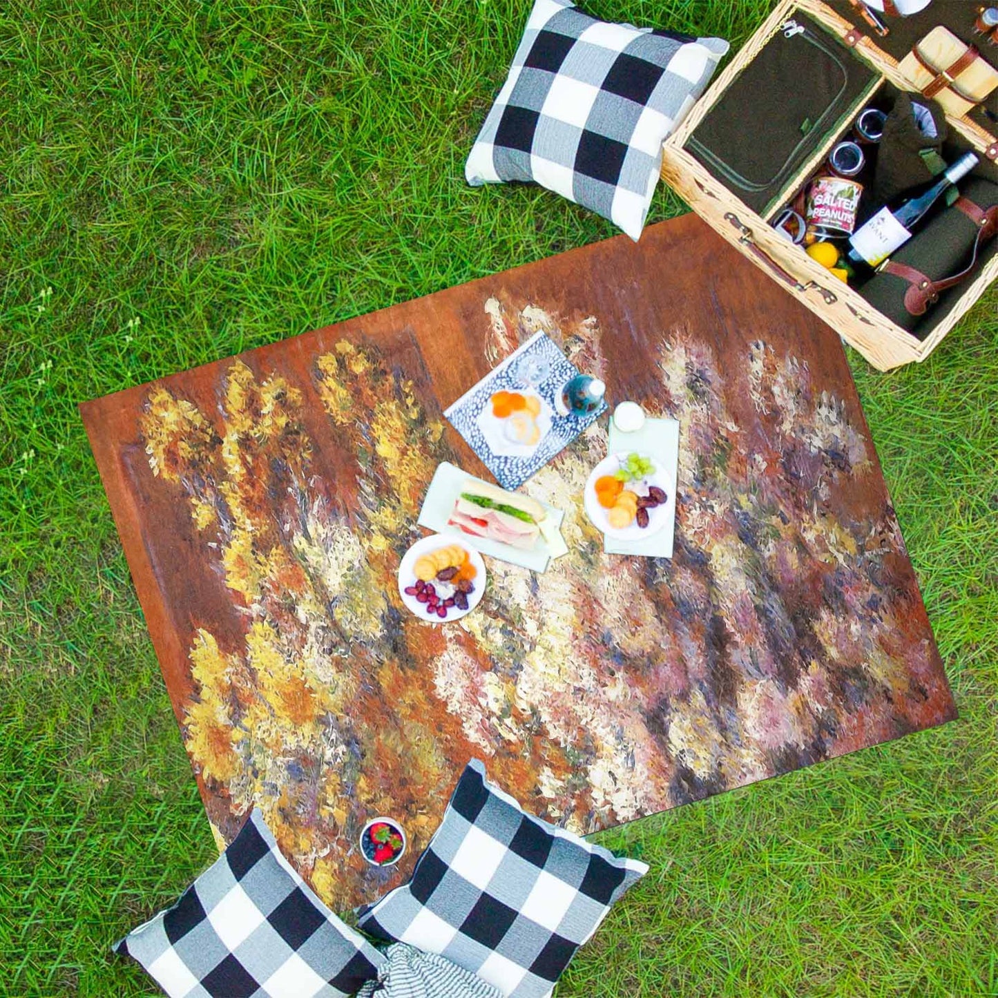 Vintage Floral waterproof picnic mat, 69 x 55in, Design 57