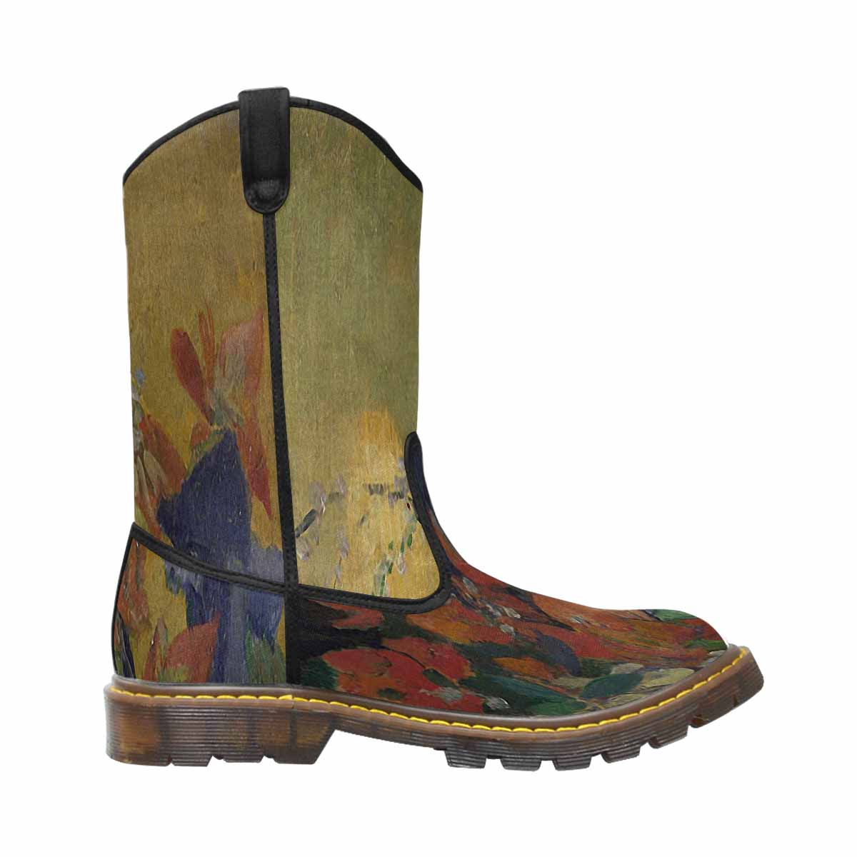 Vintage floral print, western lumber boots Design 10