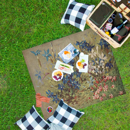 Vintage Floral waterproof picnic mat, 61 x 55in, Design 39