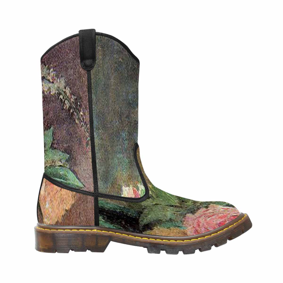 Vintage floral print, western lumber boots Design 29