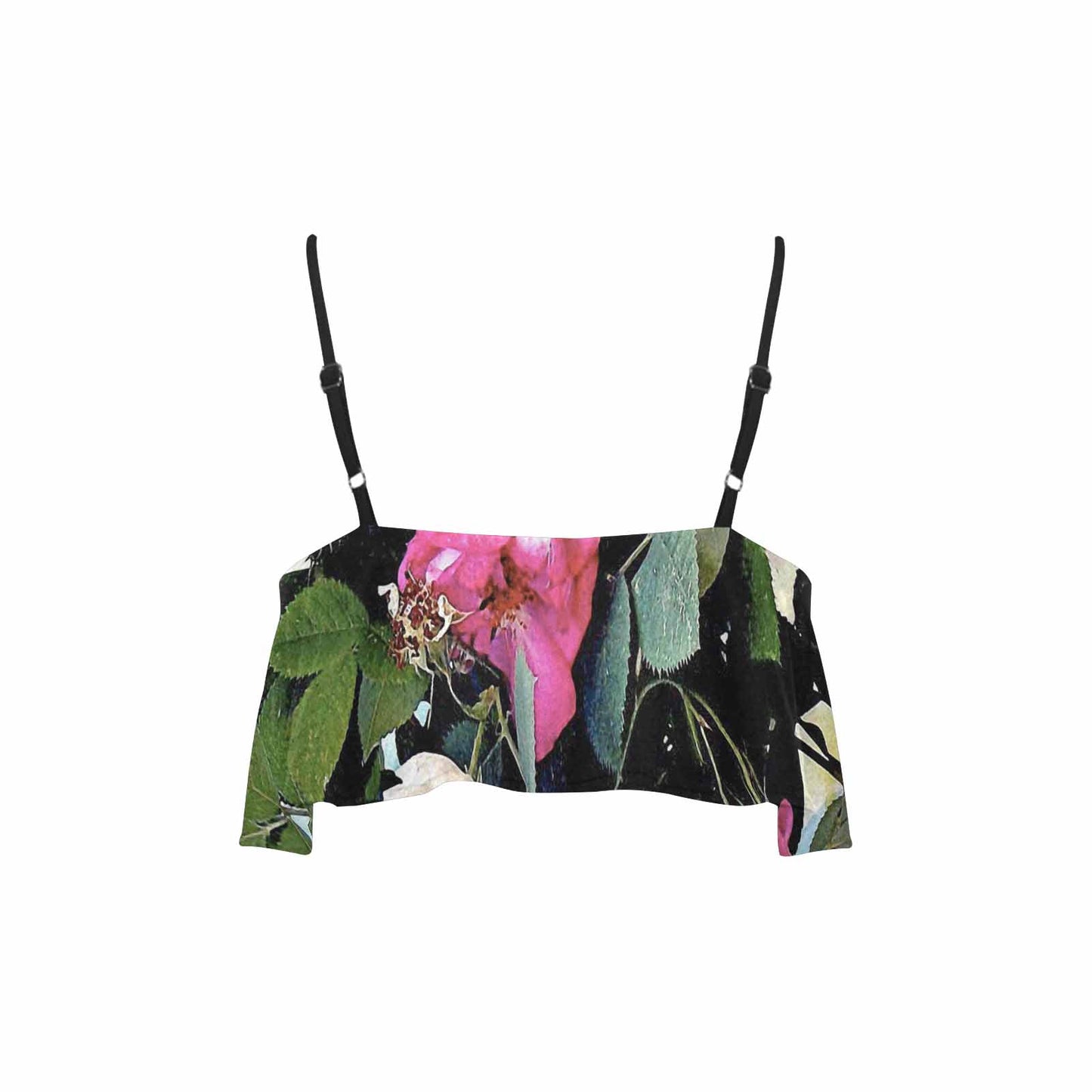 Vintage floral flounce bikini top, Design 22