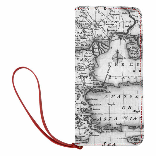 Antique Map design , womens wallet, clutch purse, Red TrimDesign 20