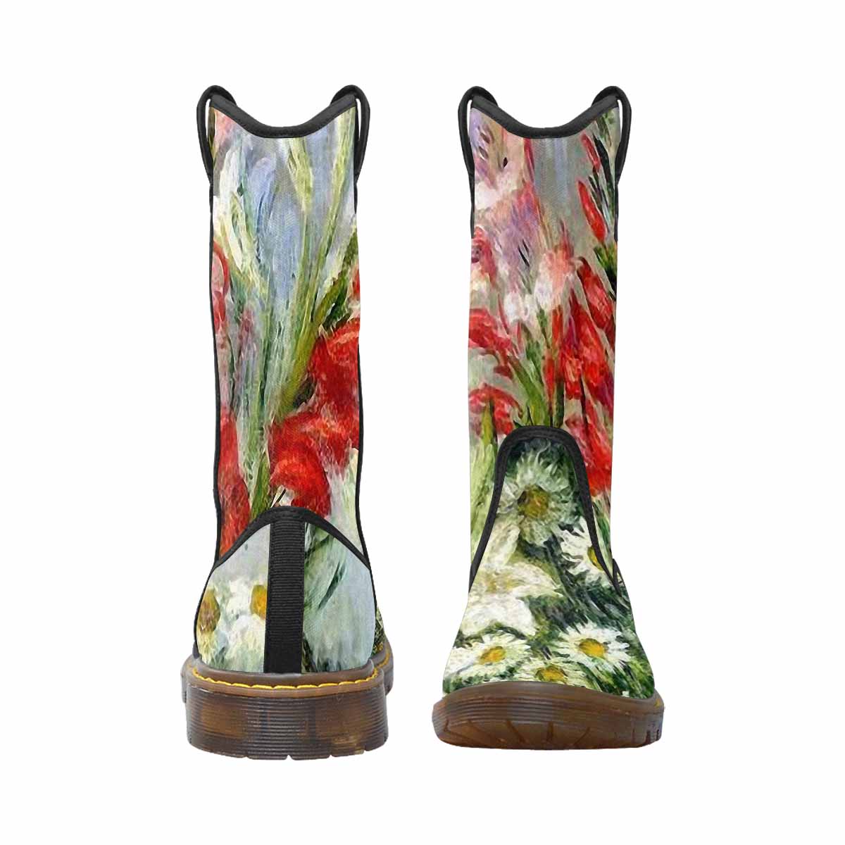 Vintage floral print, western lumber boots Design 43