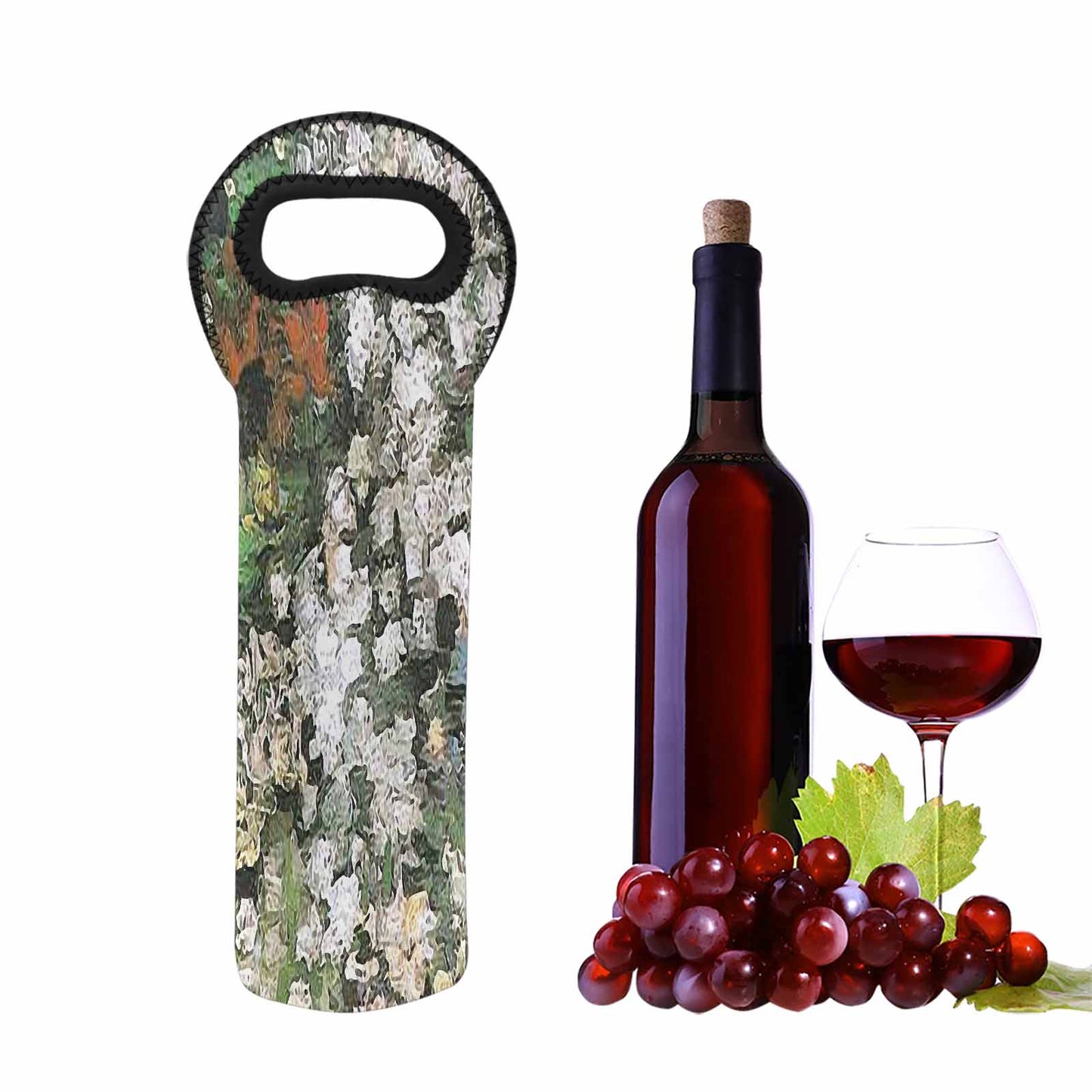 Vintage floral 1 bottle wine bag, Design 07