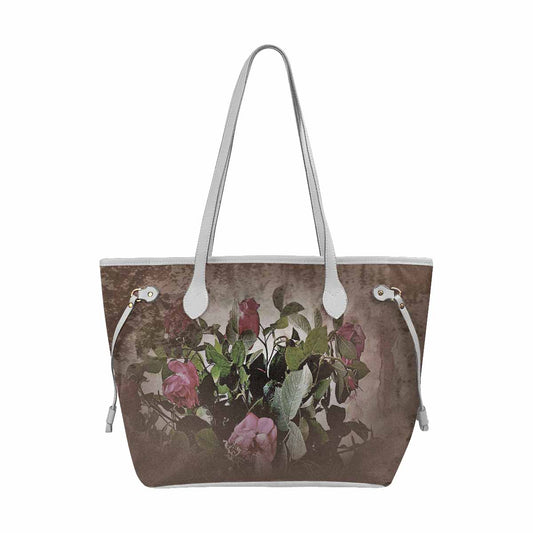 Vintage Floral Handbag, Classic Handbag, Mod 1695361 Design 22x WHITE TRIM