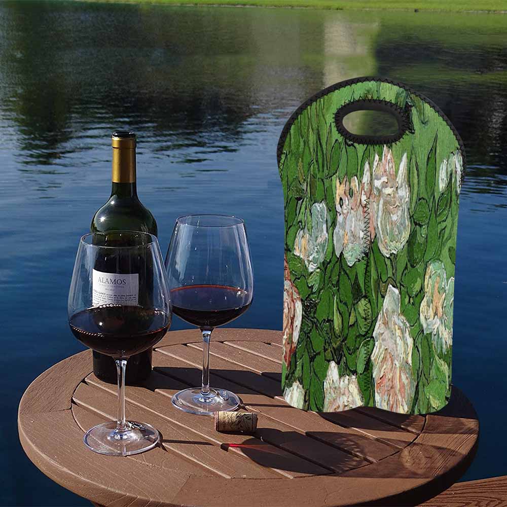 Vintage floral 2 bottle wine bag, Design 46