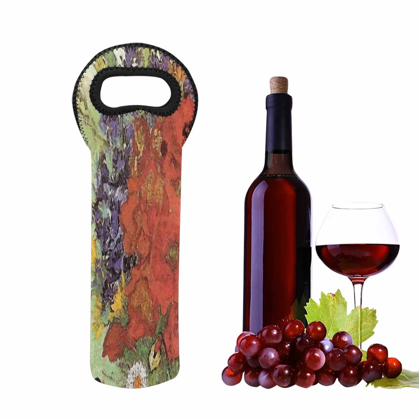 Vintage floral 1 bottle wine bag, Design 47