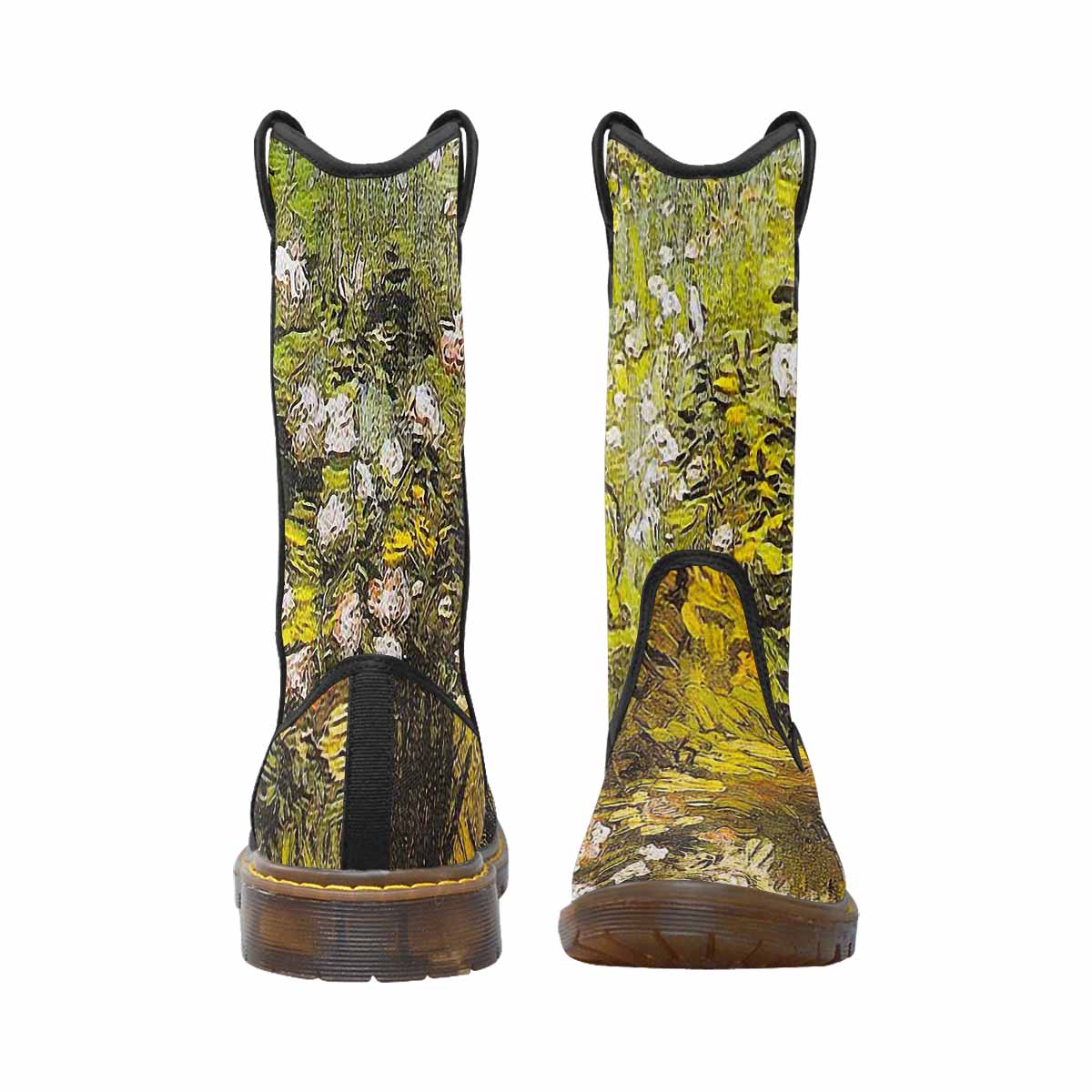 Vintage floral print, western lumber boots Design 05