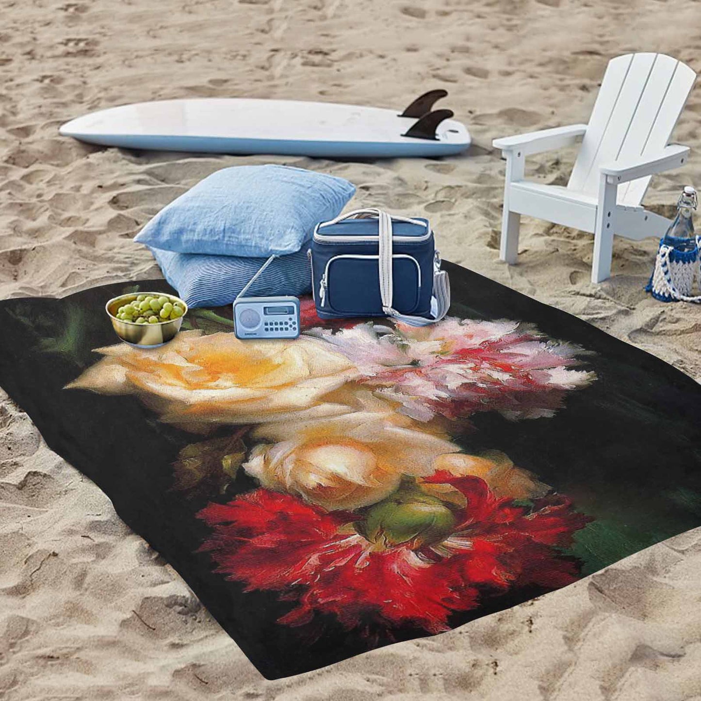 Vintage Floral waterproof picnic mat, 69 x 55in, Design 30