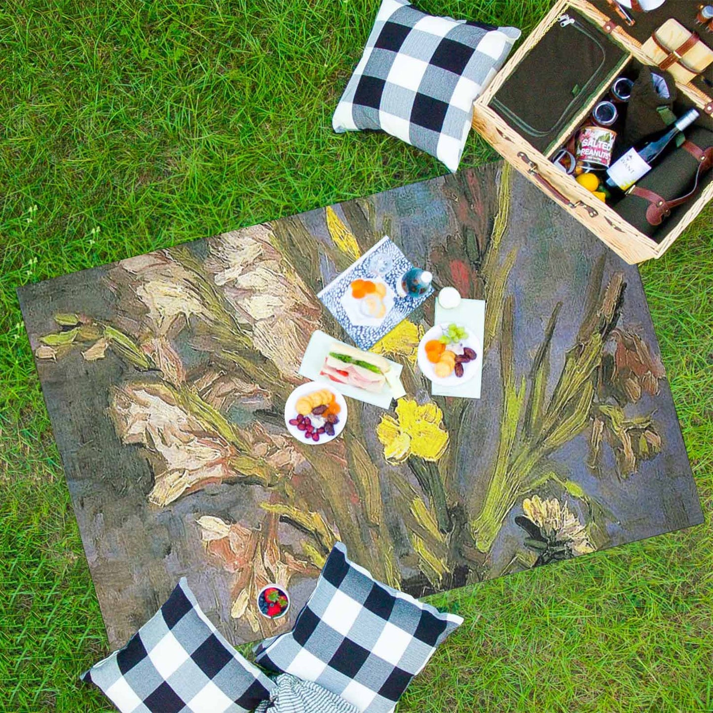 Vintage Floral waterproof picnic mat, 81 x 55in, Design 59