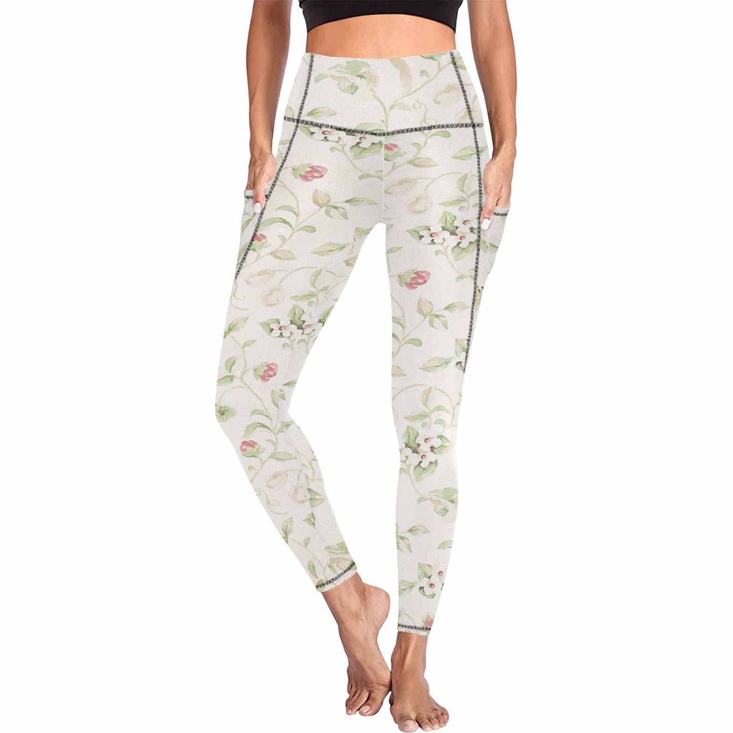 Floral 2, active wear leggings, outside surge, design 12