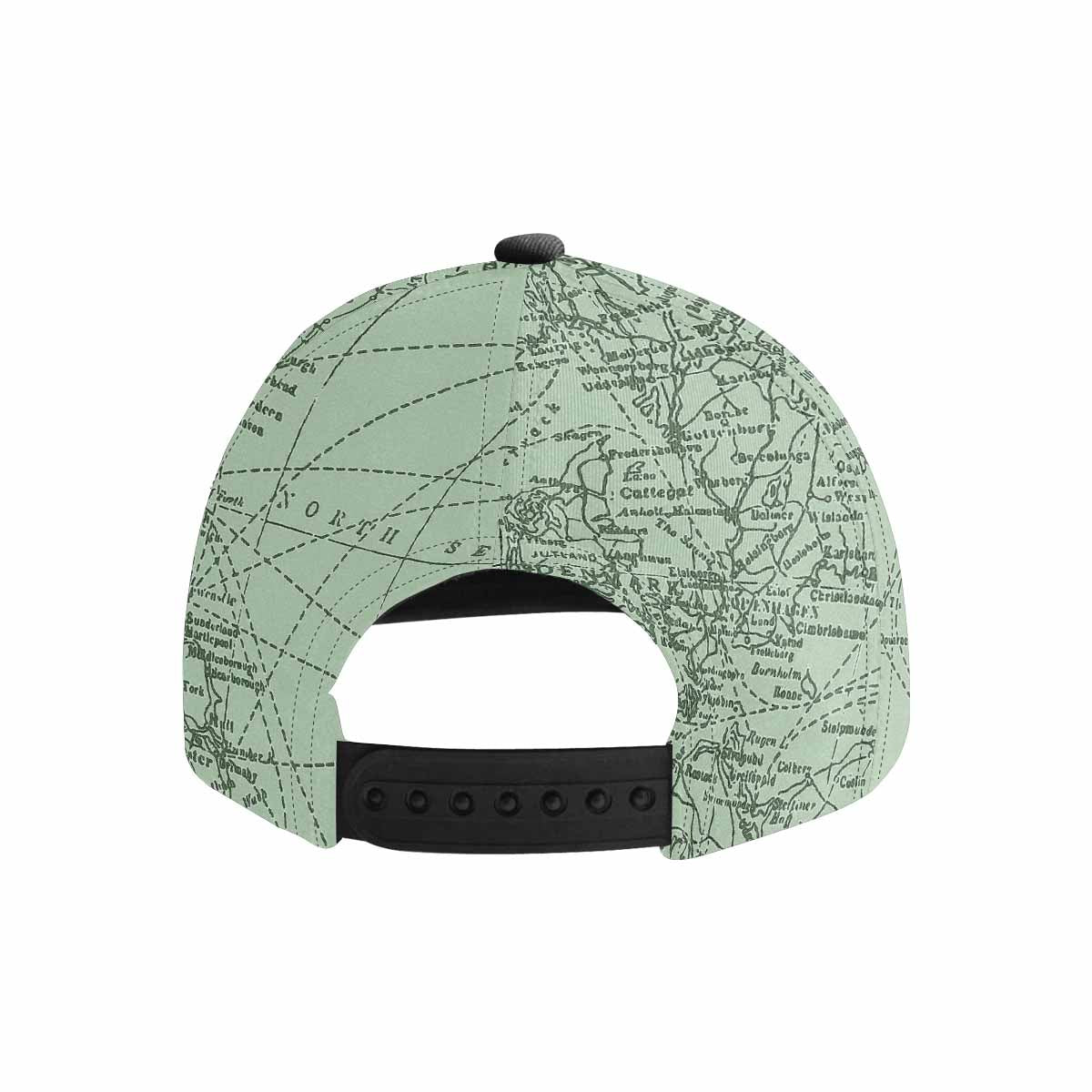 Antique Map design mens or womens deep snapback cap, trucker hat, Design 52
