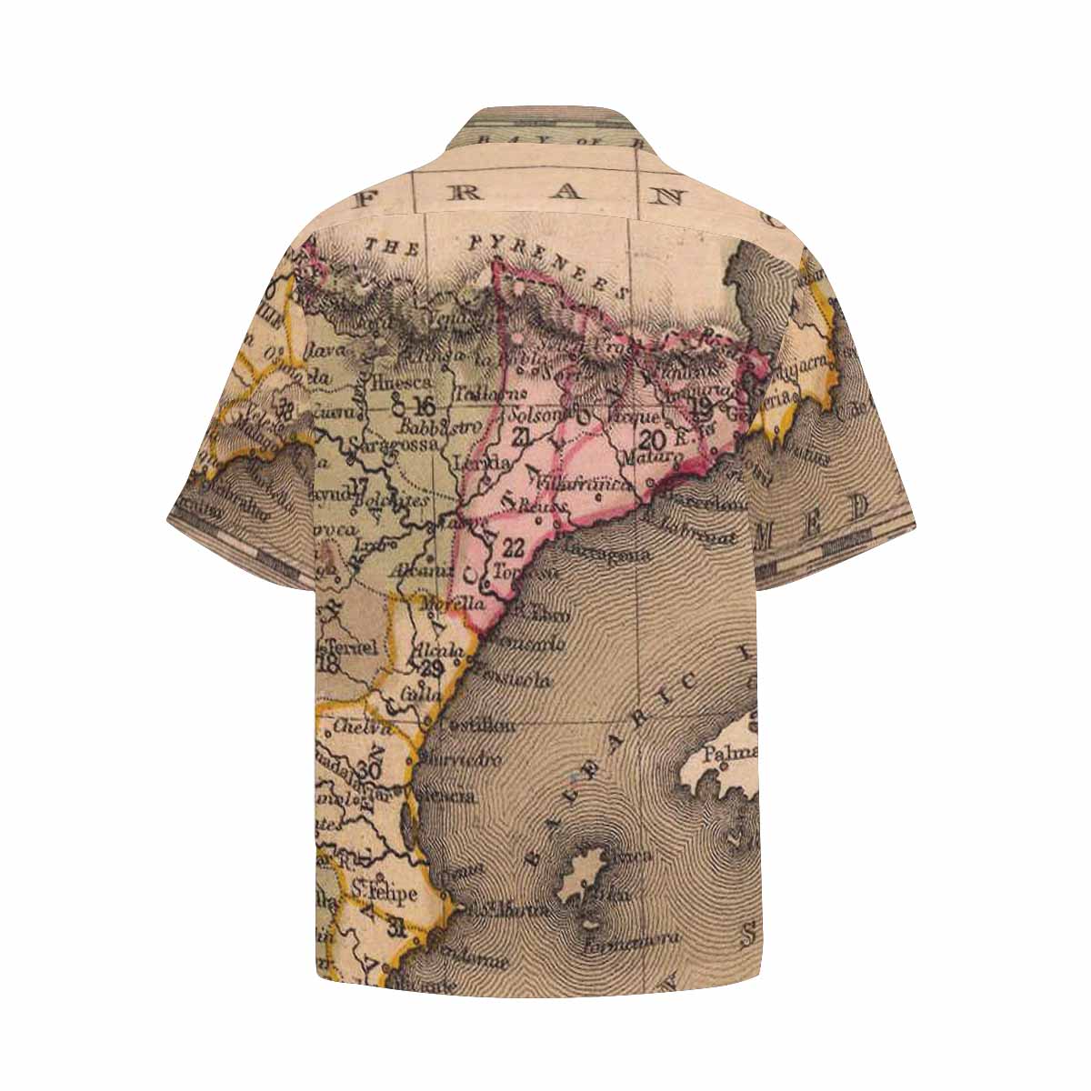 Antique Map design Hawaiian mens shirt, Design 16