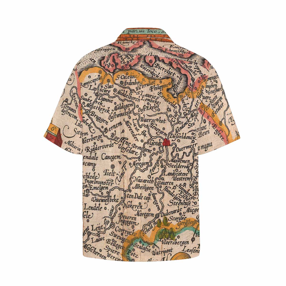 Antique Map design Hawaiian mens shirt, Design 12