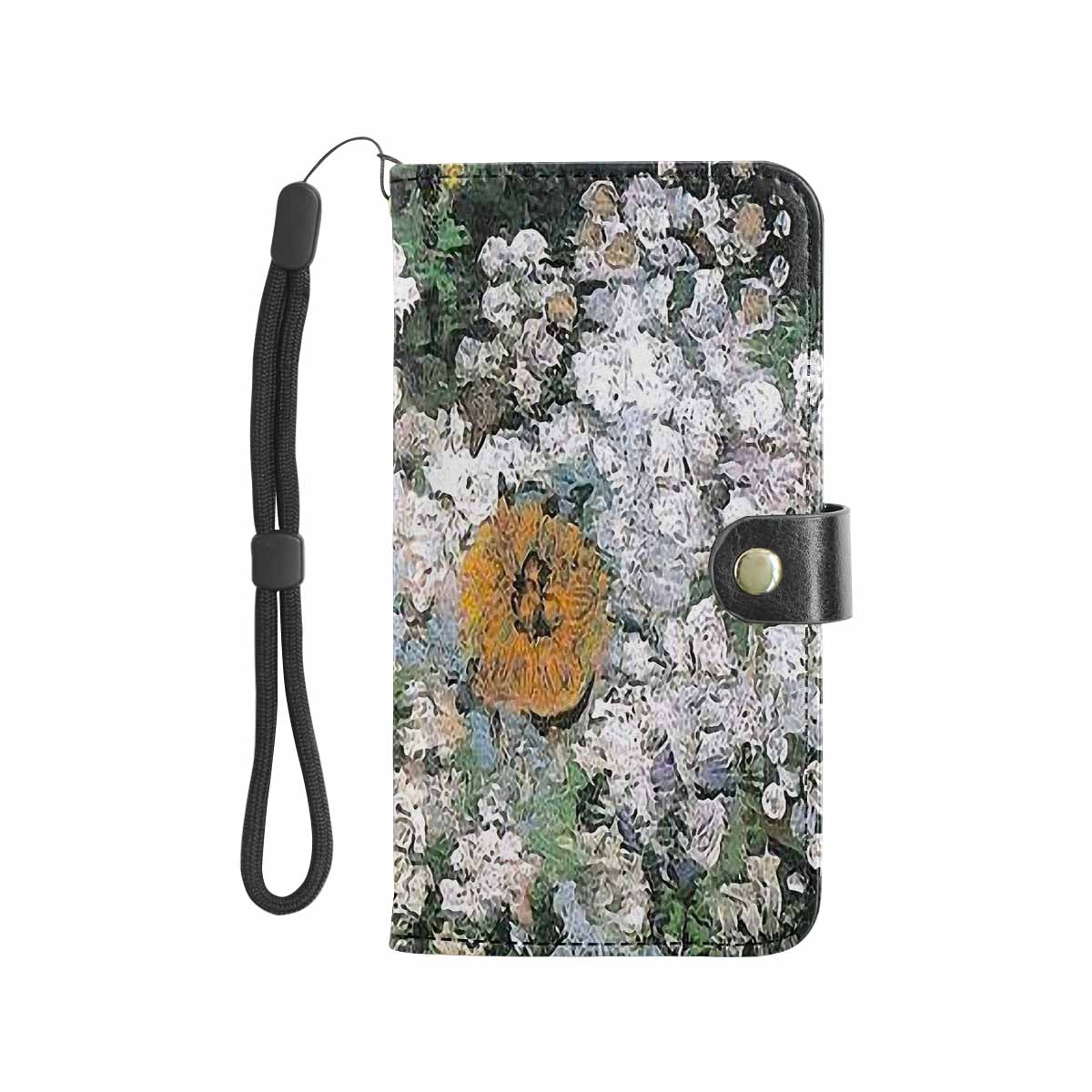 Vintage floral PU leather mobile phone purse, cell phone flip cover, Design 07