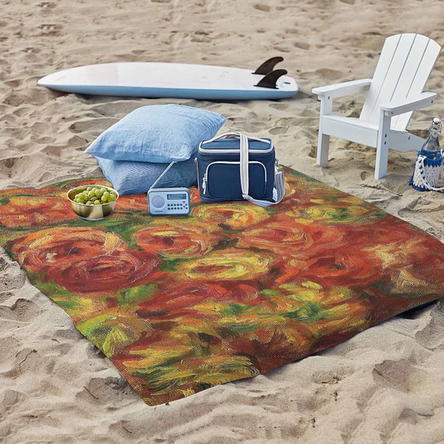 Vintage Floral waterproof picnic mat, 61 x 55in, Design 18