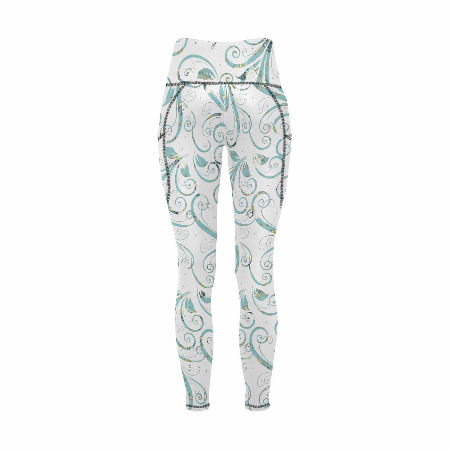 Floral 2, active wear leggings, outside surge, design 32