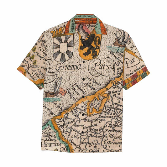 Antique Map design Hawaiian mens shirt, Design 12