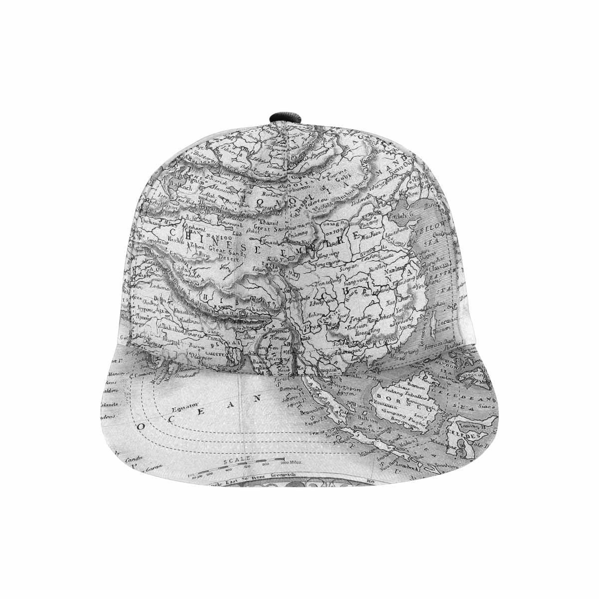 Antique Map design mens or womens deep snapback cap, trucker hat, Design 35