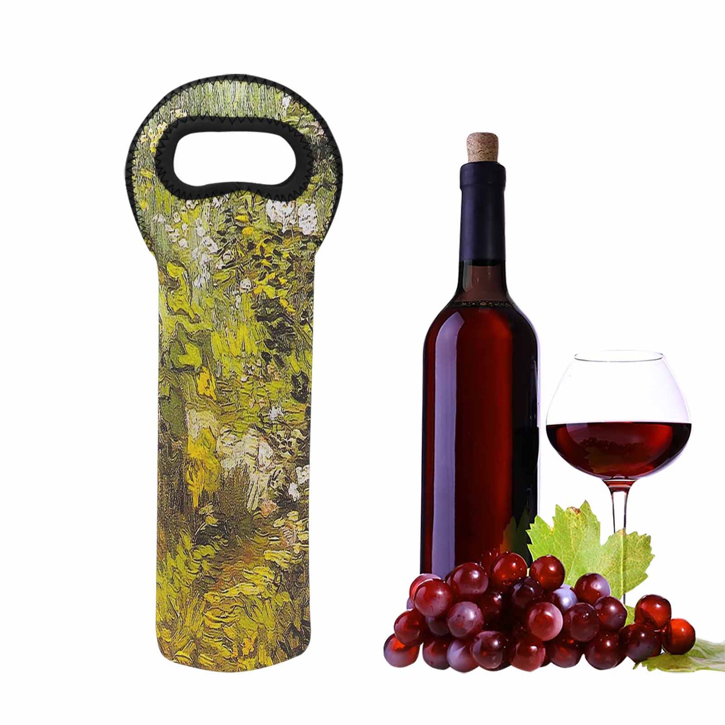 Vintage floral 1 bottle wine bag, Design 05