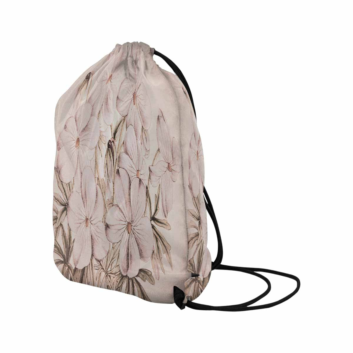 Vintage Floral print, DRAWSTRING BAG, LARGE, Design 13x