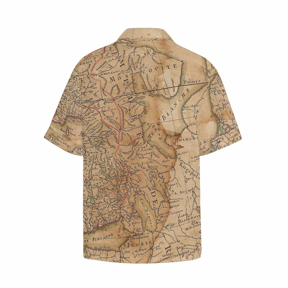 Antique Map design Hawaiian mens shirt, Design 42