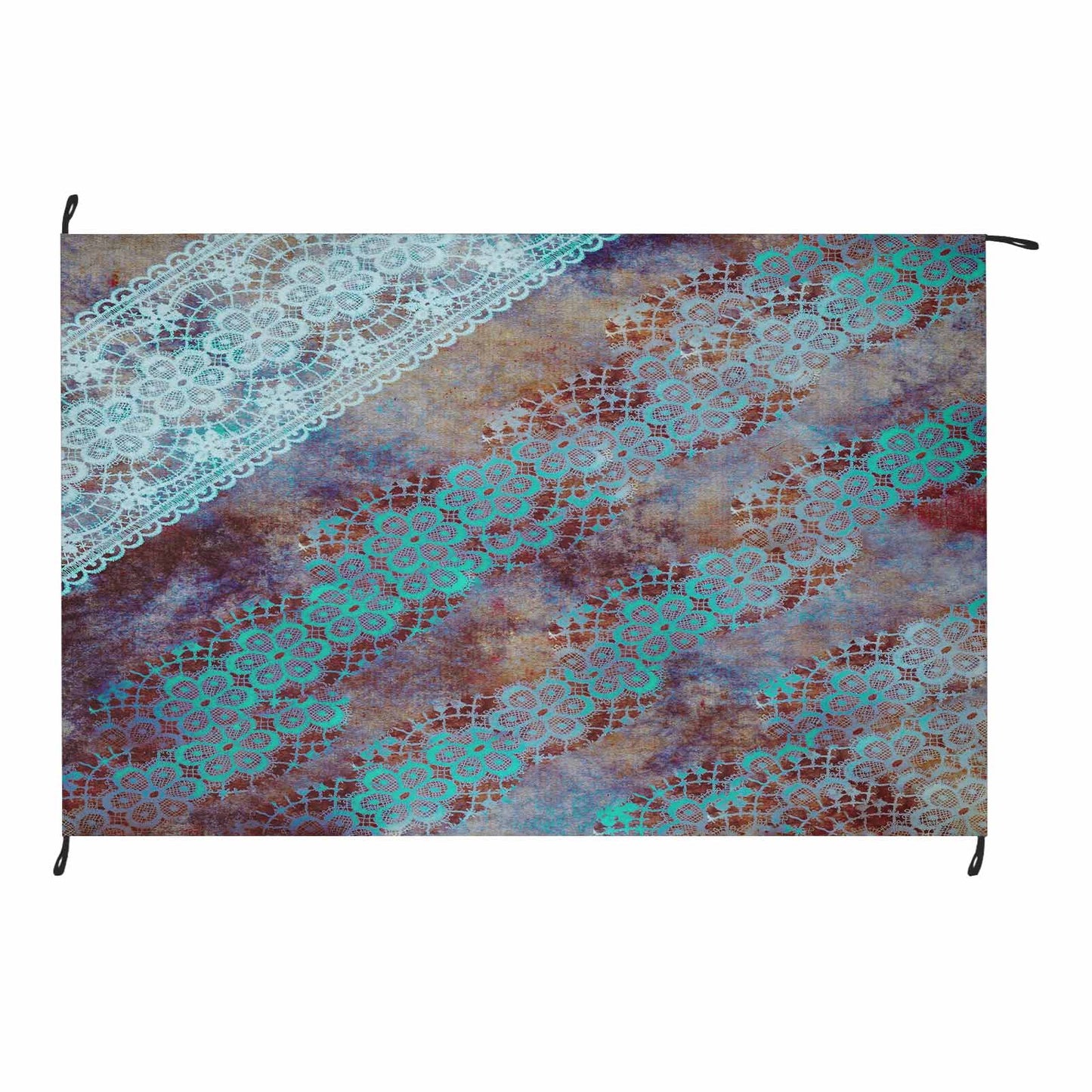 Victorian lace print waterproof picnic mat, 81 x 55in, design 37