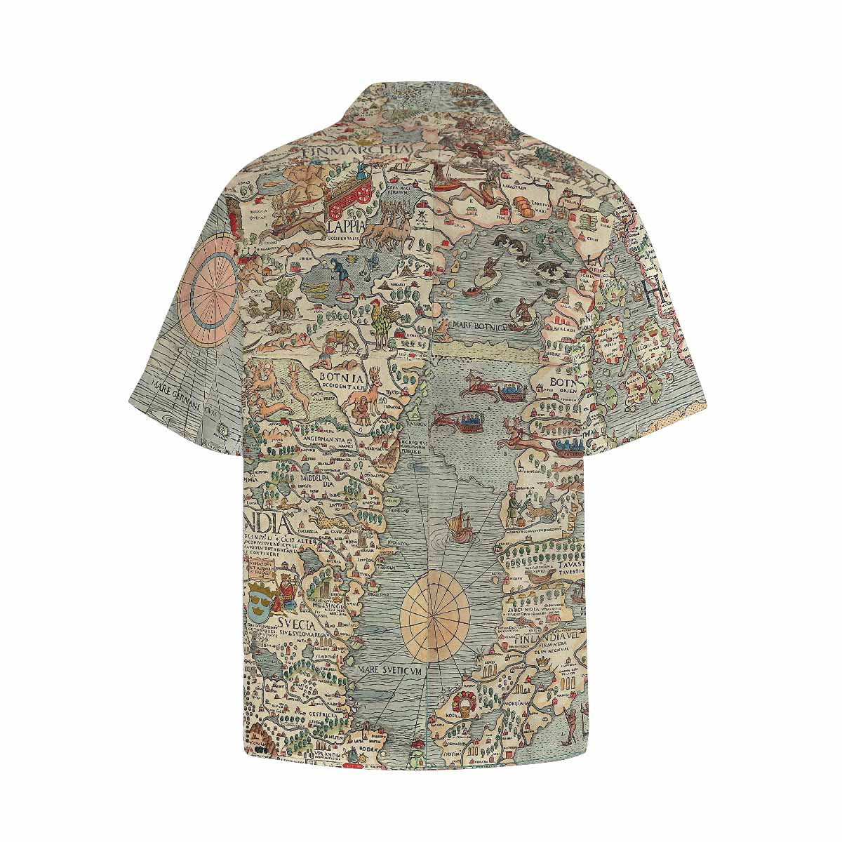 Antique Map design Hawaiian mens shirt, Design 15