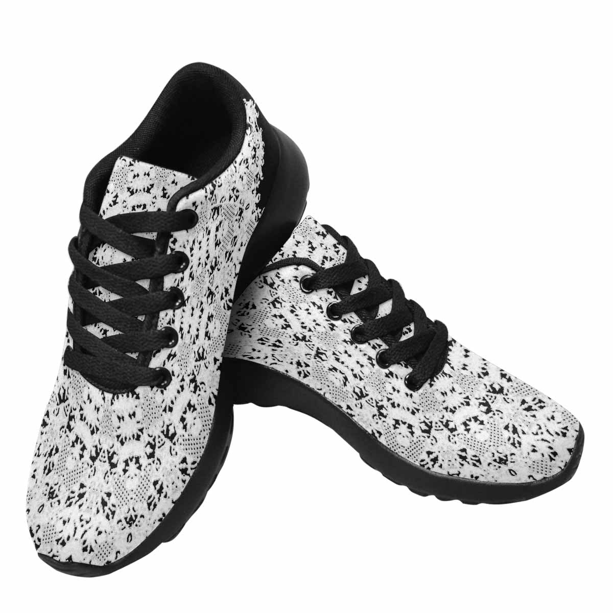 Victorian lace print, womens cute casual or running sneakers, design 50