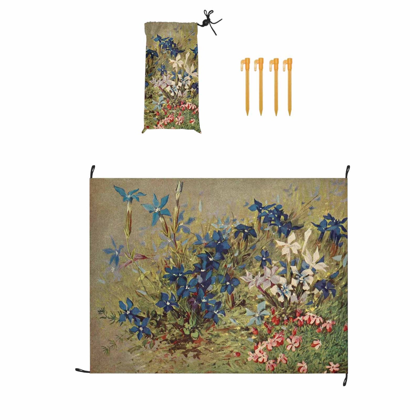 Vintage Floral waterproof picnic mat, 69 x 55in, Design 39