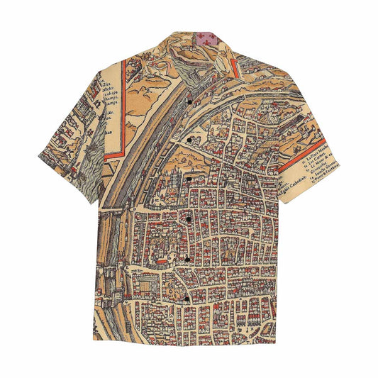 Antique Map design Hawaiian mens shirt, Design 49