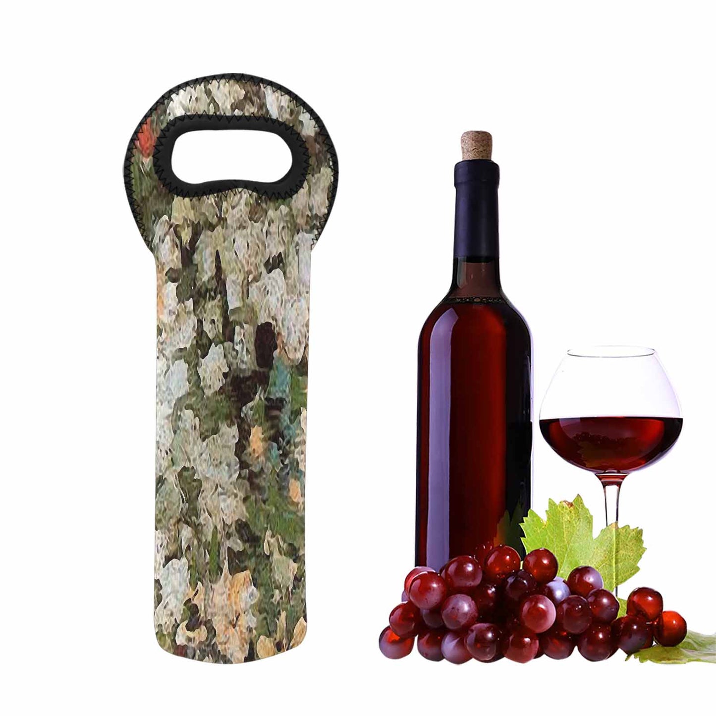 Vintage floral 1 bottle wine bag, Design 32