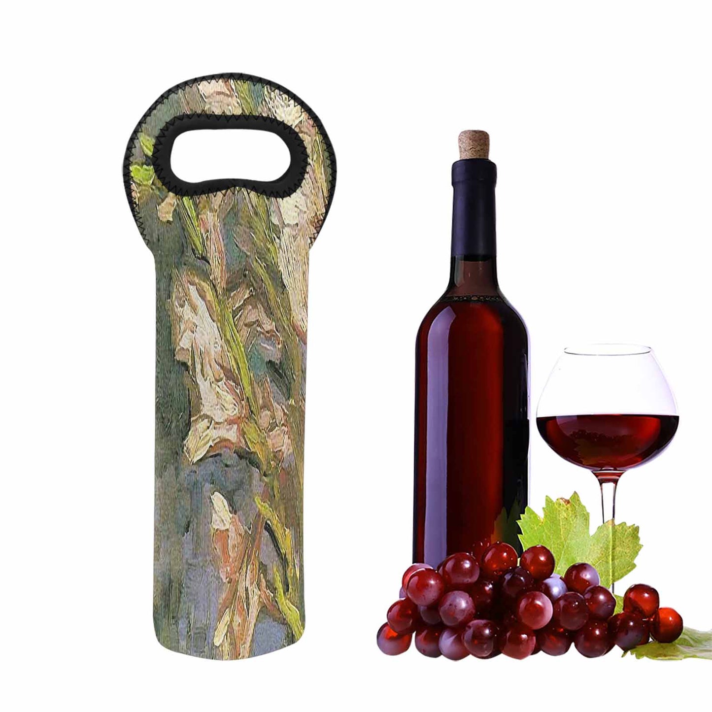 Vintage floral 1 bottle wine bag, Design 59