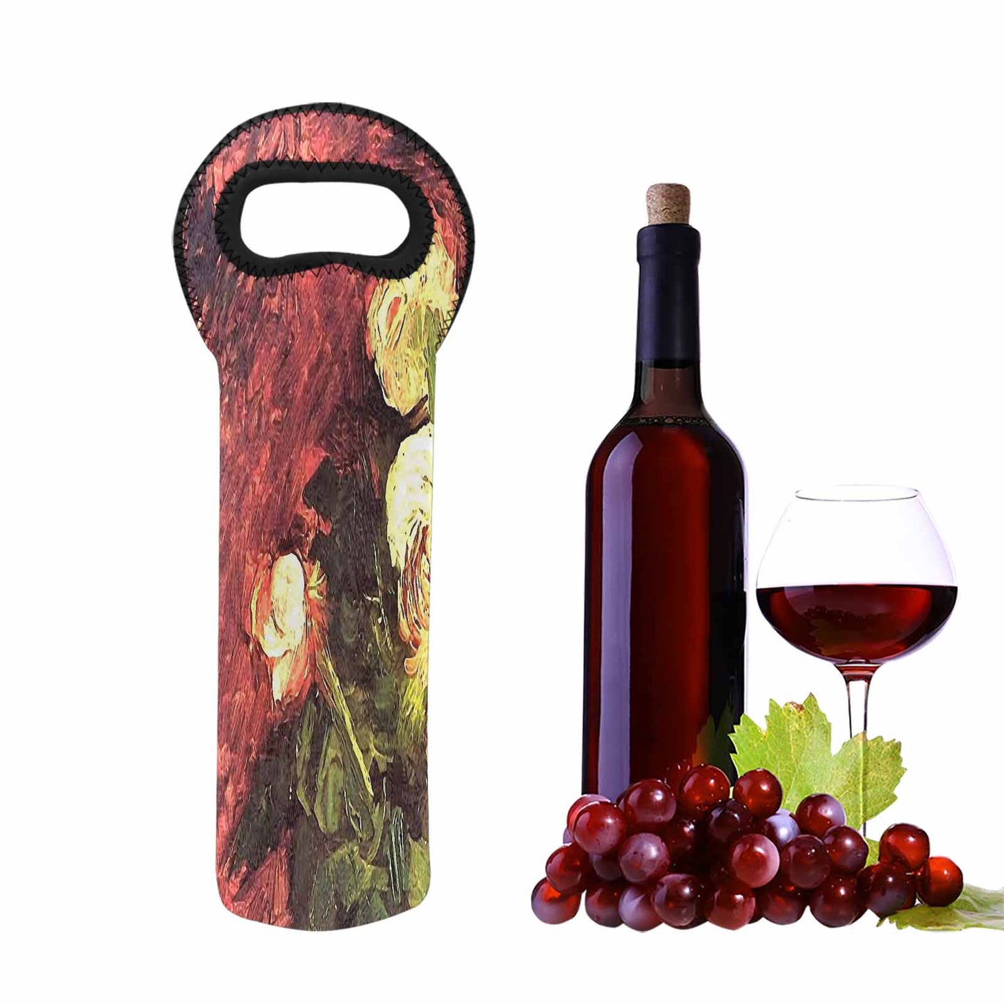 Vintage floral 1 bottle wine bag, Design 27