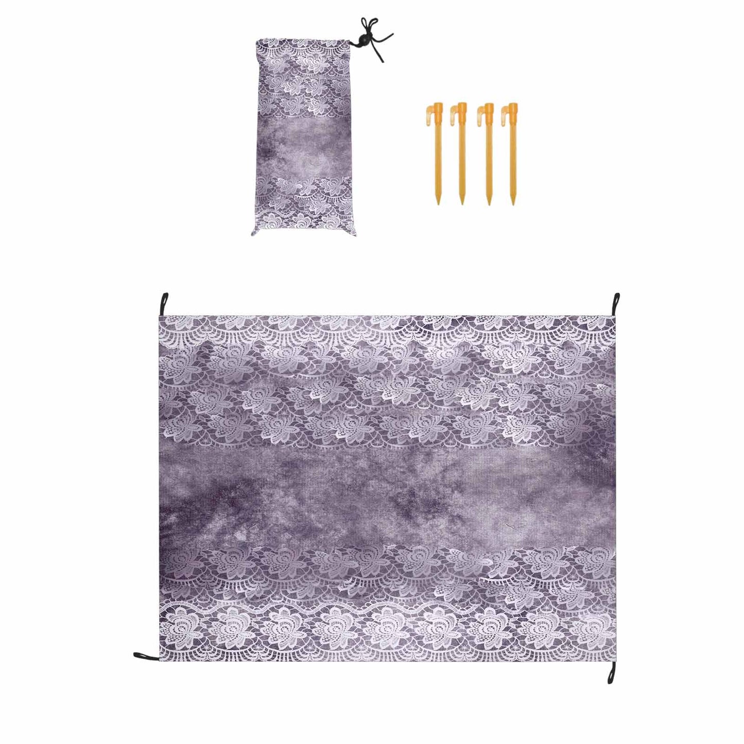 Victorian lace print waterproof picnic mat, 69 x 55in, design 39