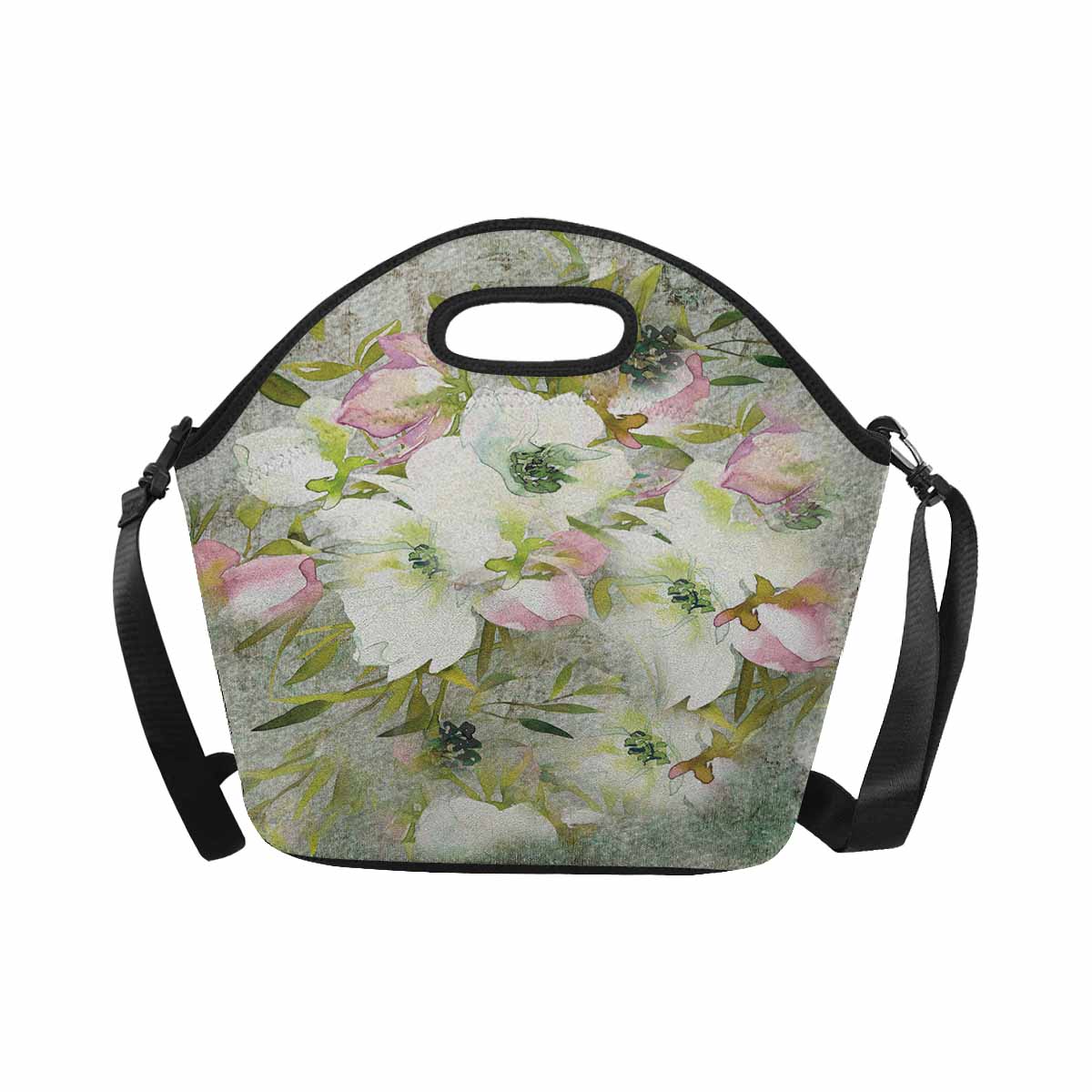 Vintage Floral print insulated lunch bag, Design 03