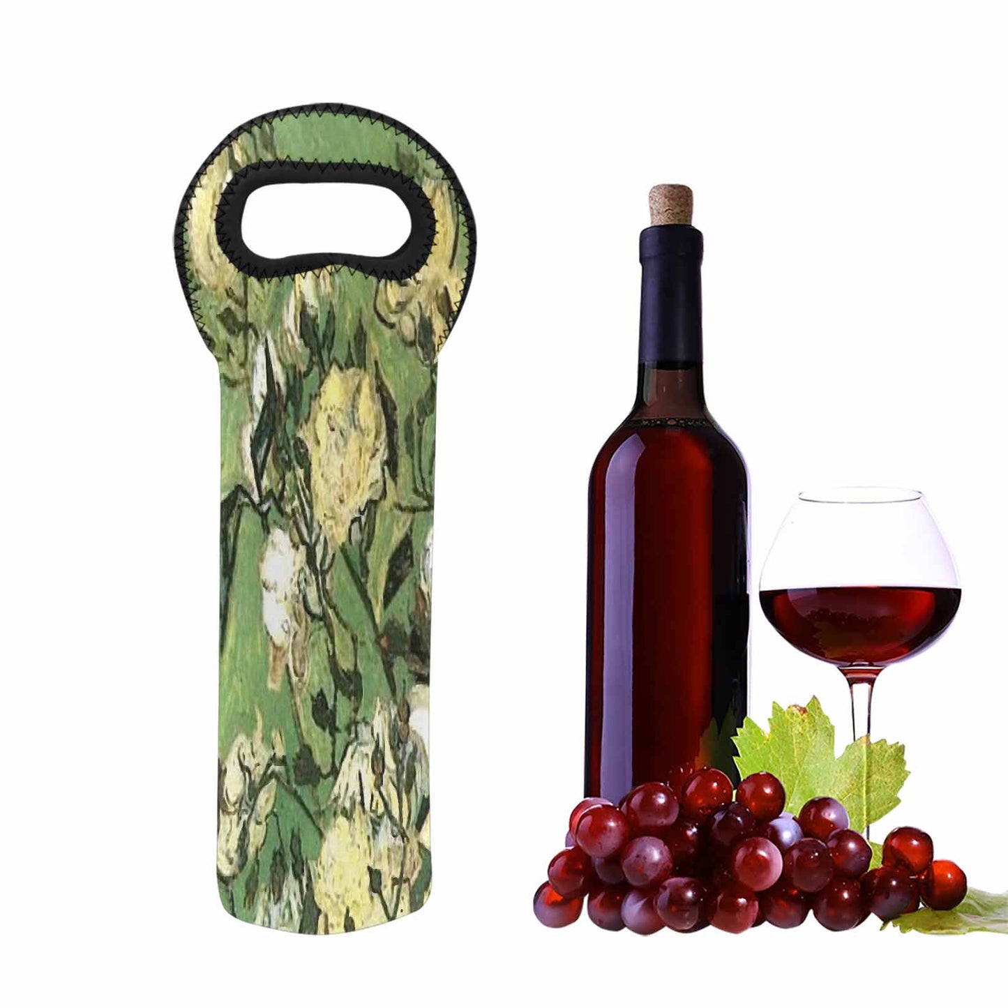 Vintage floral 1 bottle wine bag, Design 55