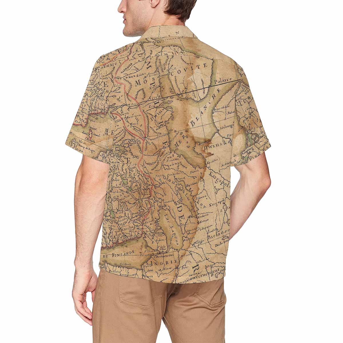 Antique Map design Hawaiian mens shirt, Design 42