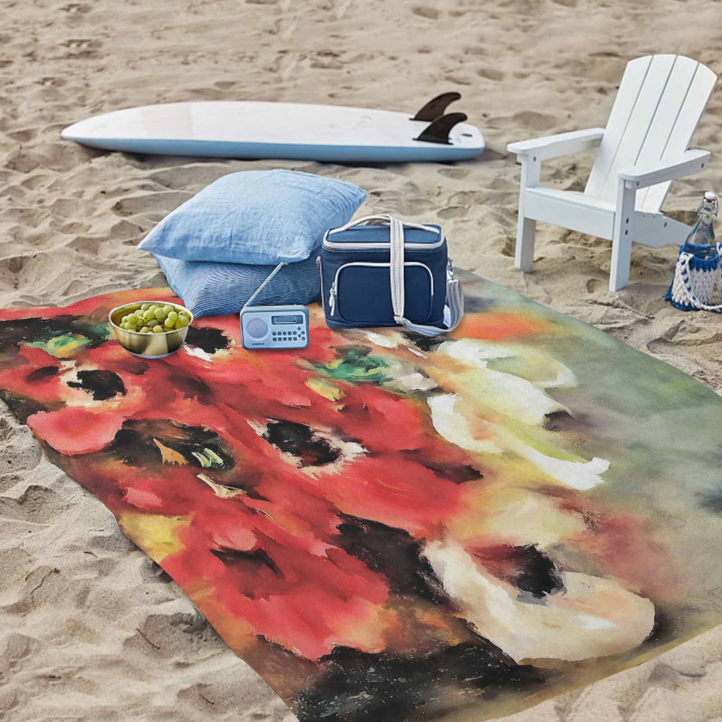 Vintage Floral waterproof picnic mat, 81 x 55in, Design 14