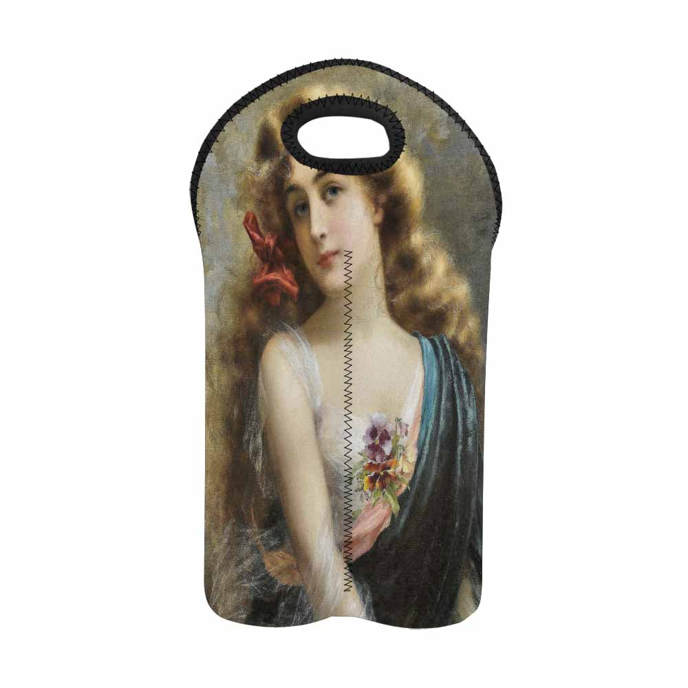 Victorian lady design 2 Bottle wine bag, An auburn beauty