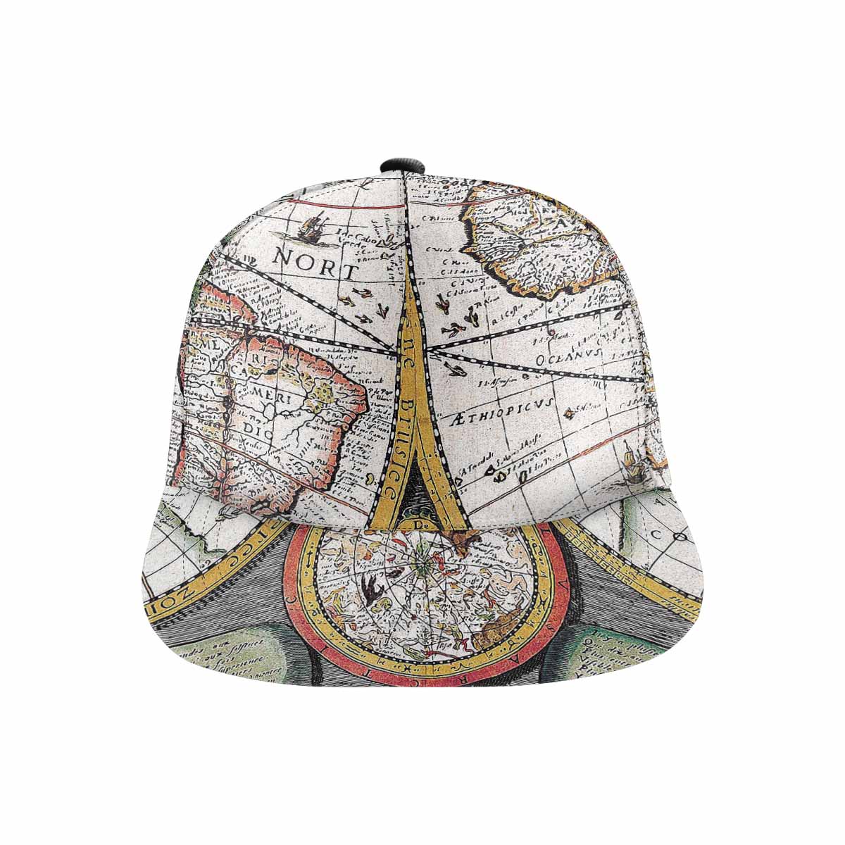 Antique Map design mens or womens deep snapback cap, trucker hat, Design 31