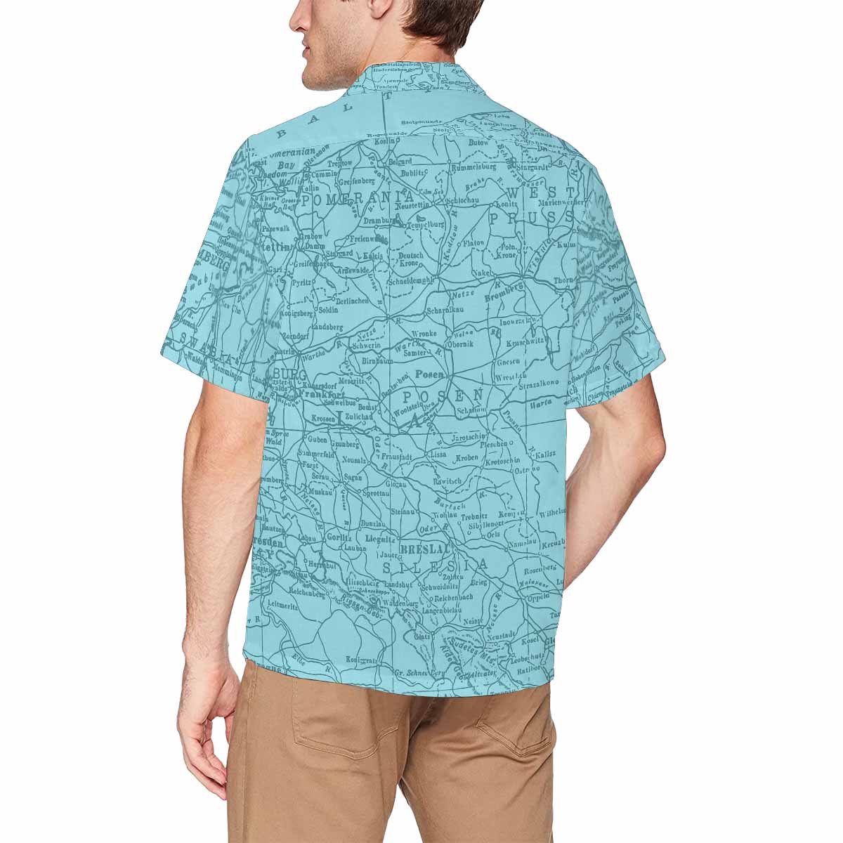 Antique Map design Hawaiian mens shirt, Design 55