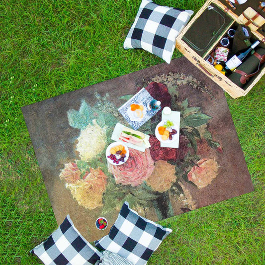 Vintage Floral waterproof picnic mat, 69 x 55in, Design 29