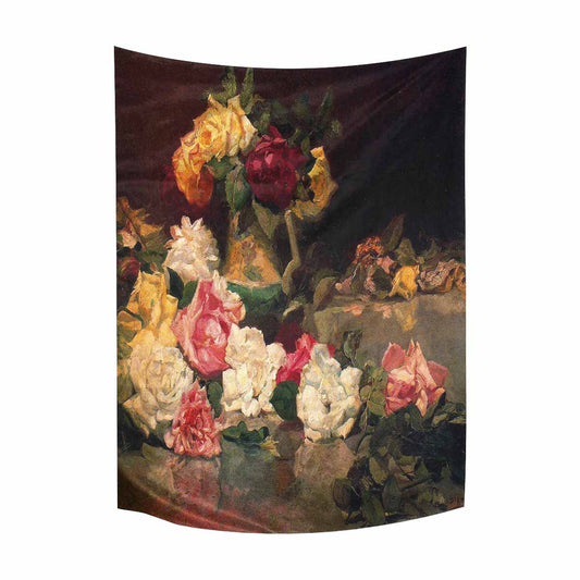 Vintage floral TAPESTRY, LARGE 60 x 80 in, Vertical, Design 37