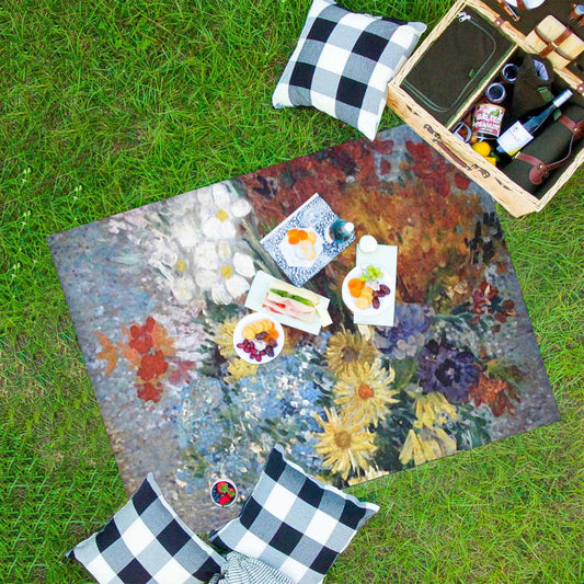 Vintage Floral waterproof picnic mat, 69 x 55in, Design 41