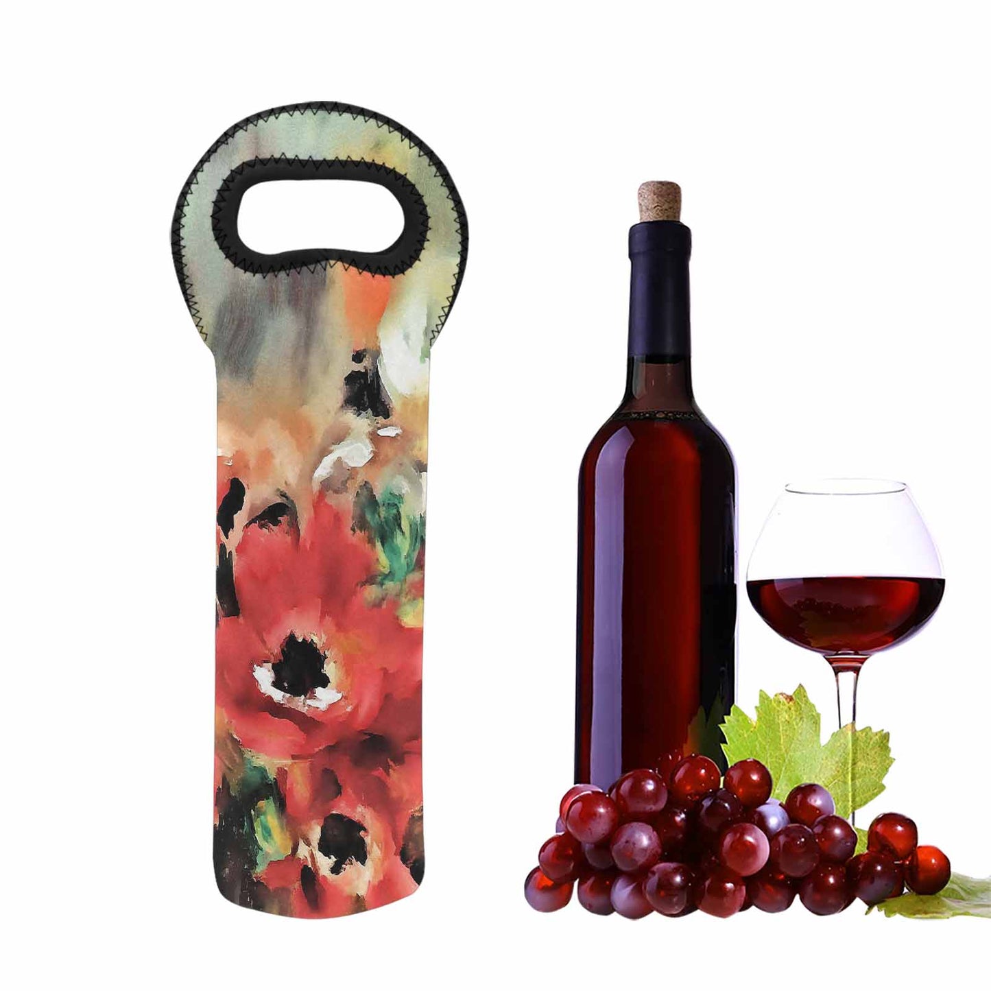 Vintage floral 1 bottle wine bag, Design 14