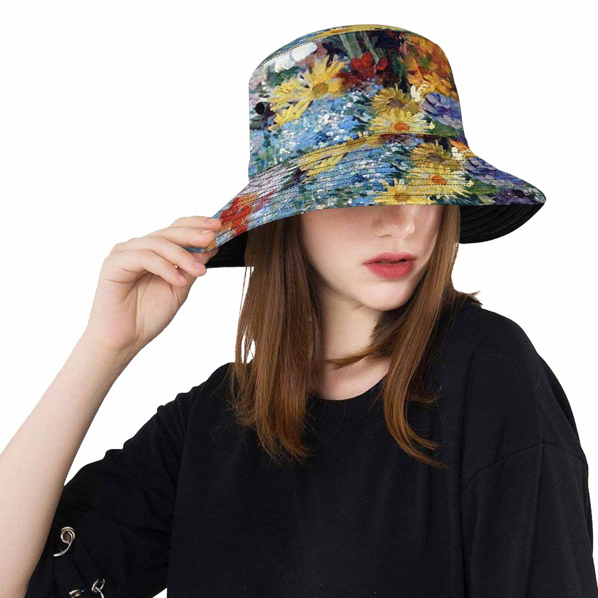 Vintage floral unisex bucket boonie Hat, outdoors hat, Design 41