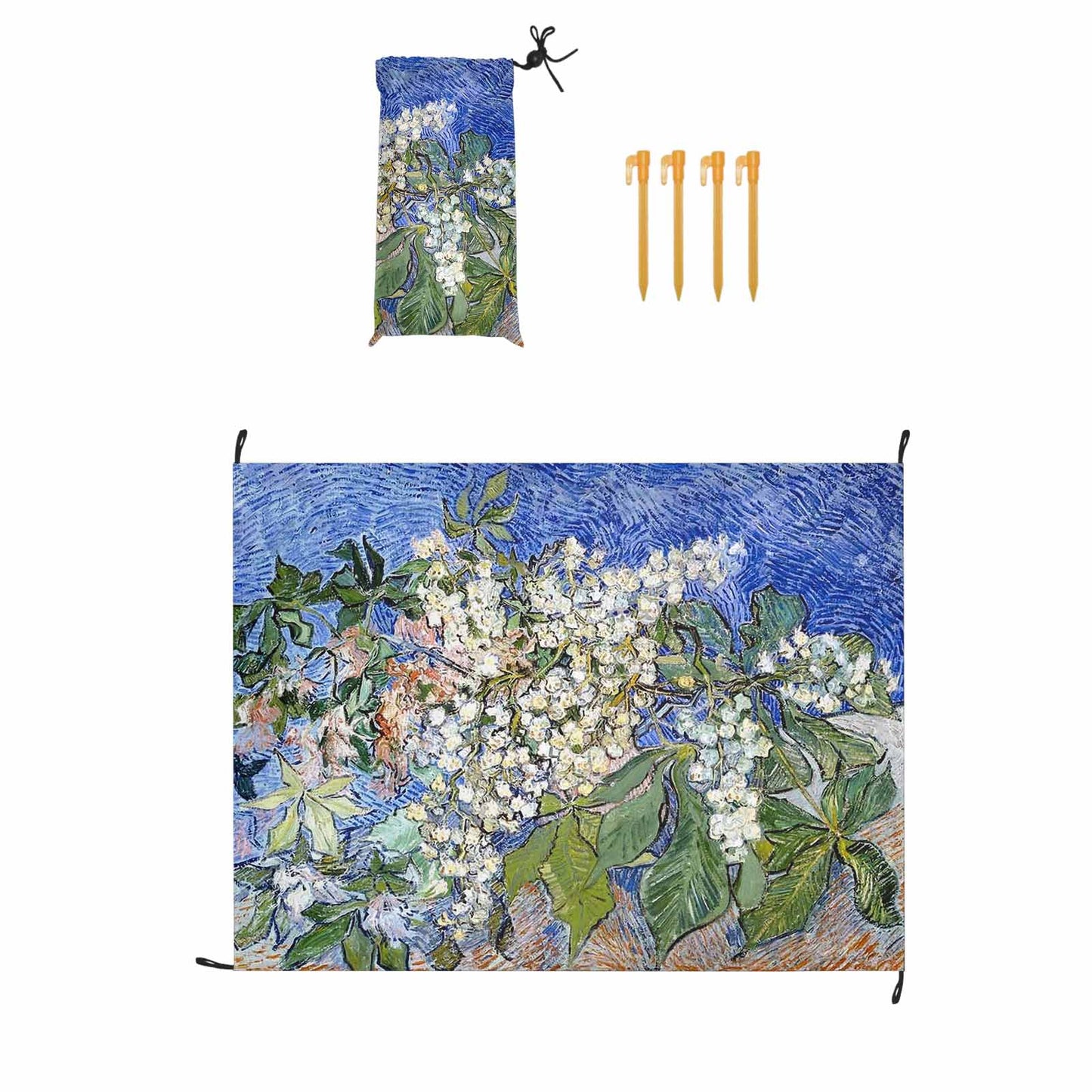 Vintage Floral waterproof picnic mat, 69 x 55in, Design 04